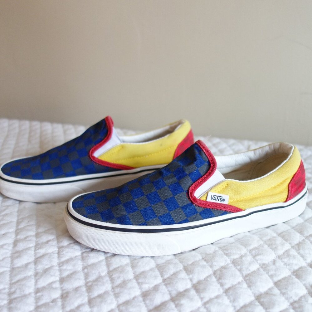 VANS Color Block / Checked Slip On Sneakers Shoes – Mens 5.5 / Wmns 7